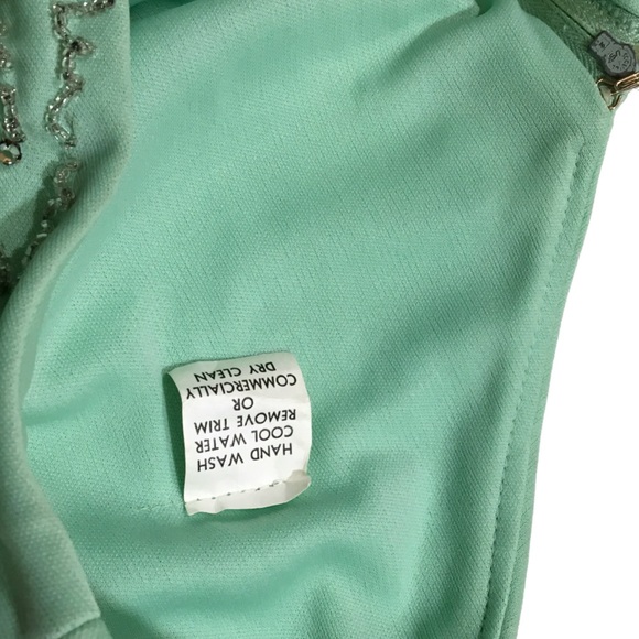 Vintage 60’s Elegant Hand Beaded Mint Gown & Cape - Picture 6 of 8